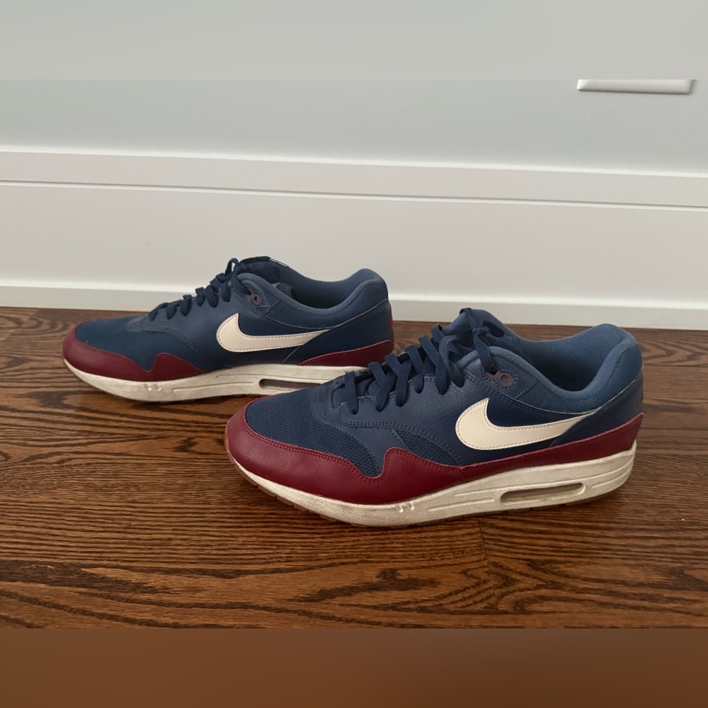 NIKE Air Max 1 Navy Team Red Shoes Sneakers Men’s Size 14 Retro Throwback Rare